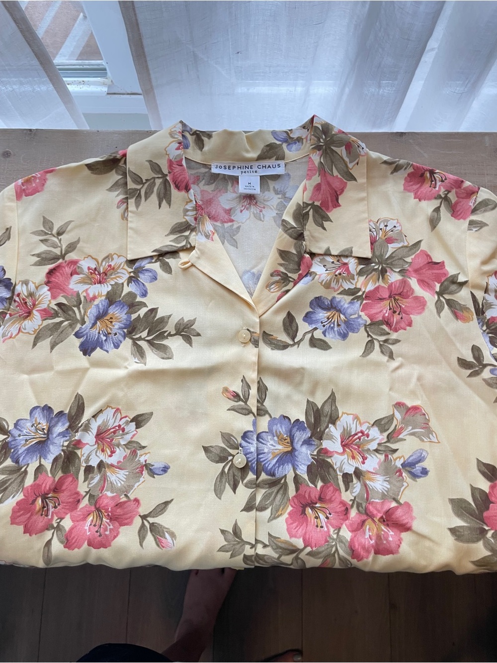 Josephine Chaus 2pc Floral Maxi Dress Shirt Set Yellow M Petite 90s Vintage - Picture 9 of 11